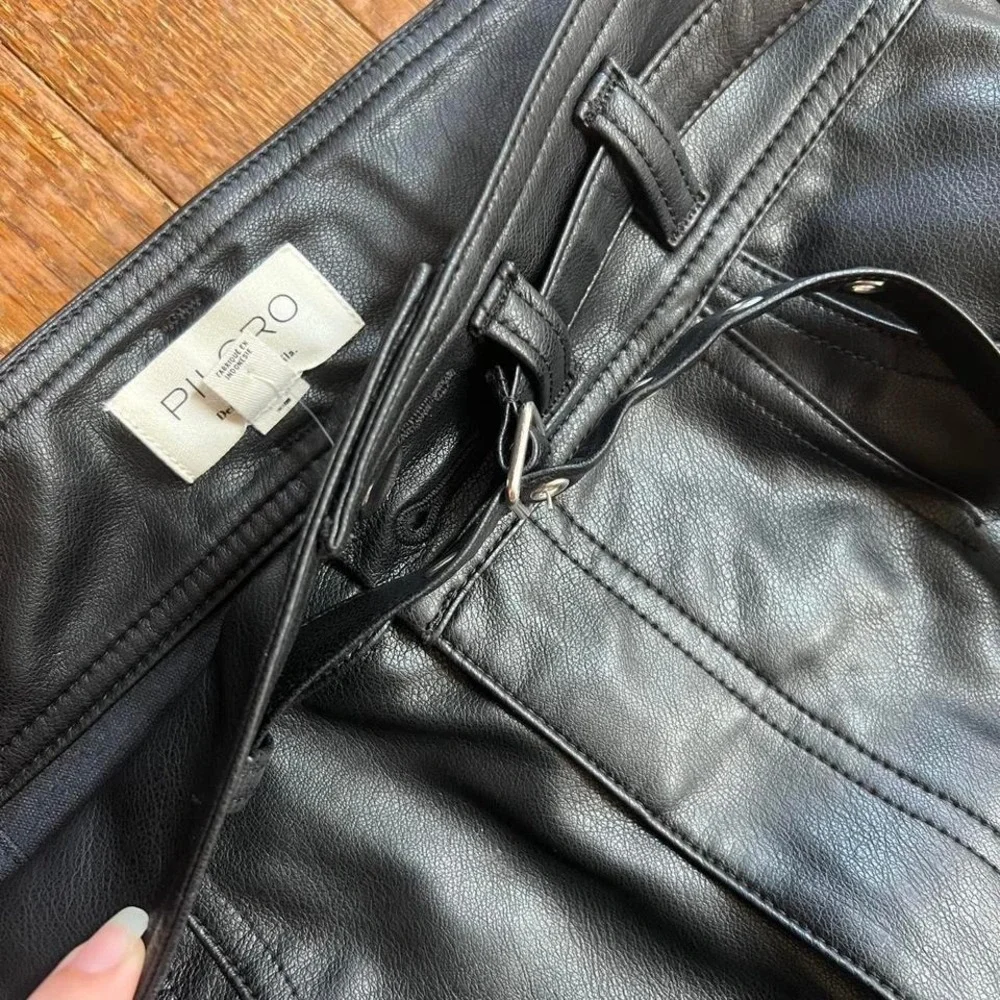 Pilcro Maxi Faux Leather Skirt Buckle‎ Size 12 Grunge Glam Anthropologie